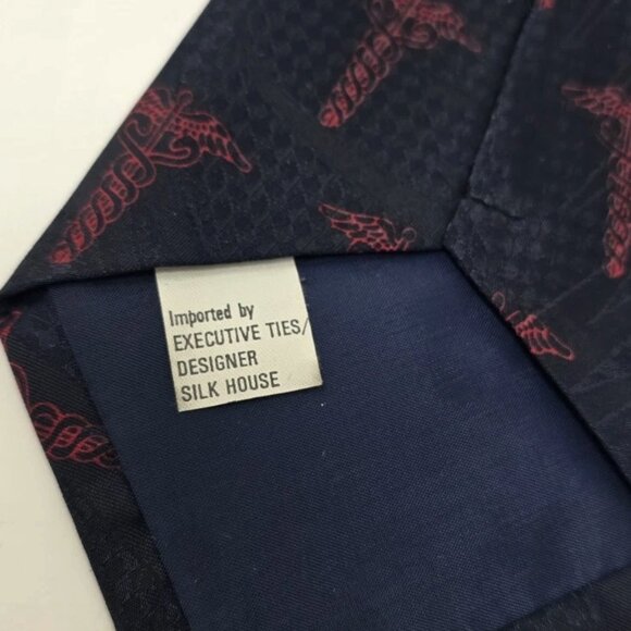Designs by A. Rogers men blue red medical necktie Caduceus - Picture 5 of 5